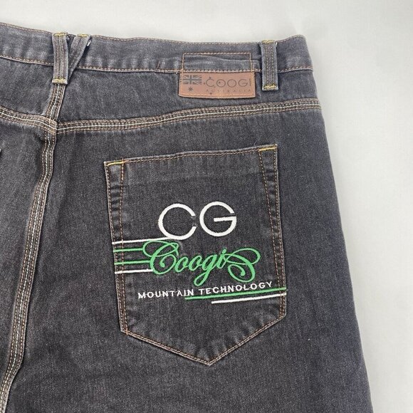 COOGI Shorts Mens 42 Blue Australia Y2K Baggy Hip Hop Embroidered Patchwork Dark - Picture 12 of 14